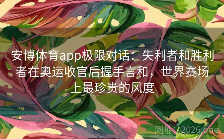 安博体育app极限对话:失利者和胜利者在奥运收官后握手言和,世界赛场上最珍贵的风度
